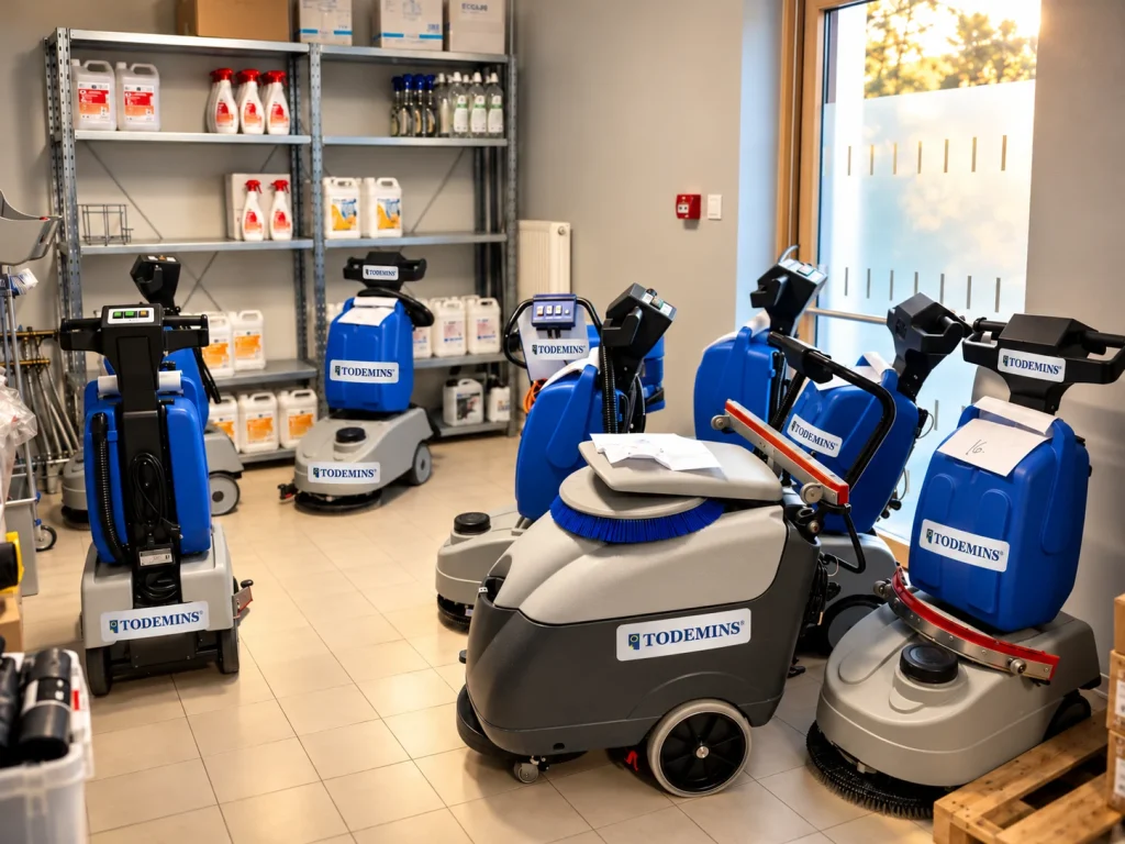Autolaveuses compactes présentées en magasin